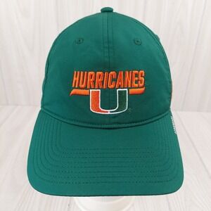 Adidas Aeroready Miami Hurricanes Hat Cap Green Adjustable Strapback‎ Wicking